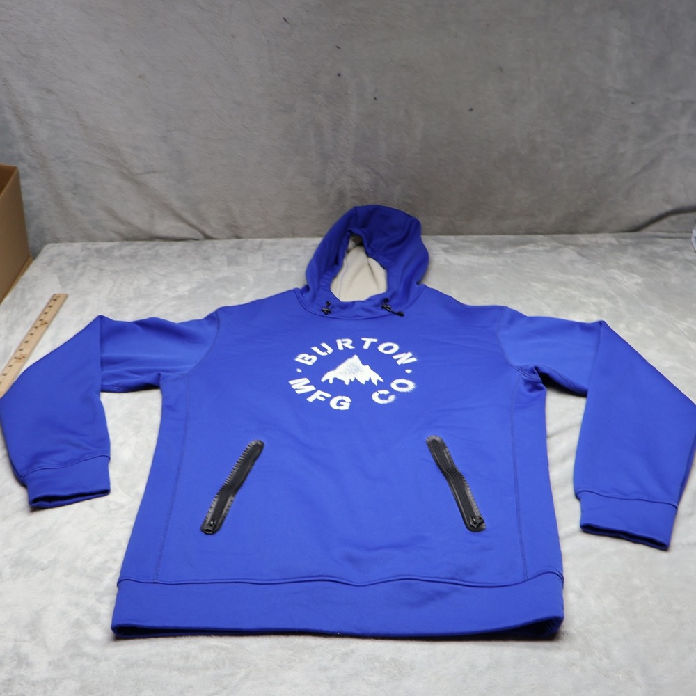 Burton Hoodie Mens Medium Blue Dryride Pullover Fleece Graphic Print Streetwear